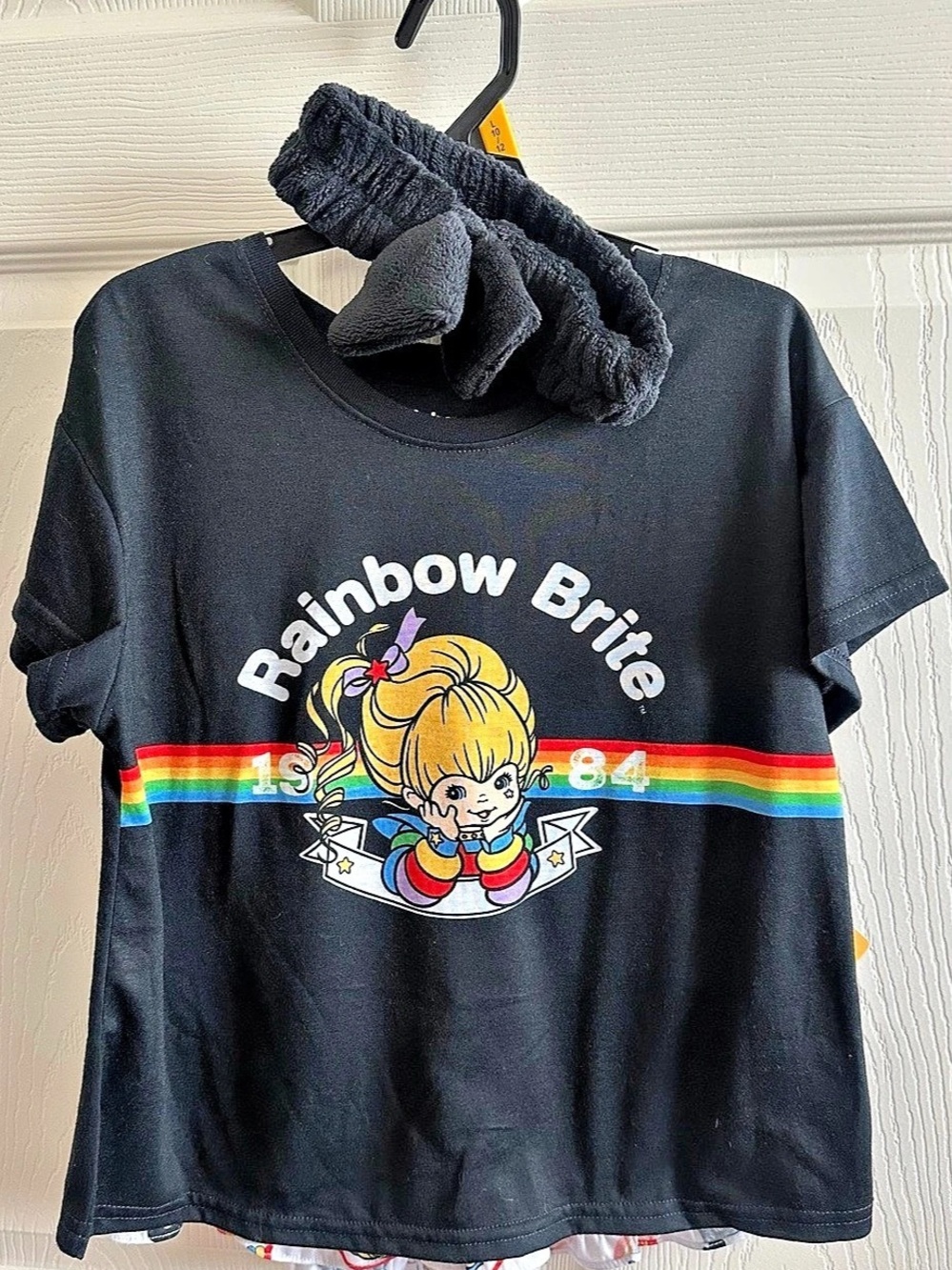 Rainbow Brite Tween 2 Piece Short Sleeve Top and Shorts pajama girl Set with Spa